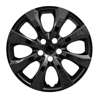 New Wheel Covers Hubcaps Fits 2020 Toyota Corolla; 16 Inch; Eight Spoke; Gloss Black; ABS Plastic; Set of 4; Spring Steel Clip