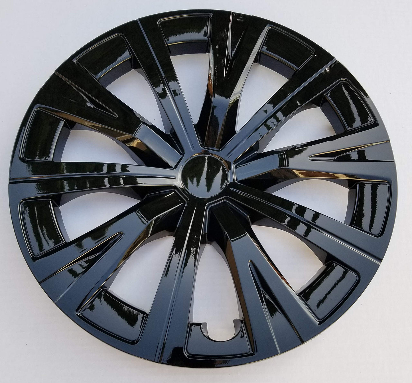 New Wheel Covers Hubcaps Fits 2018-2020 Toyota Camry; 16 Inch; 10 Spoke; Gloss Black; Plastic; Set of 4; Spring Steel Clip