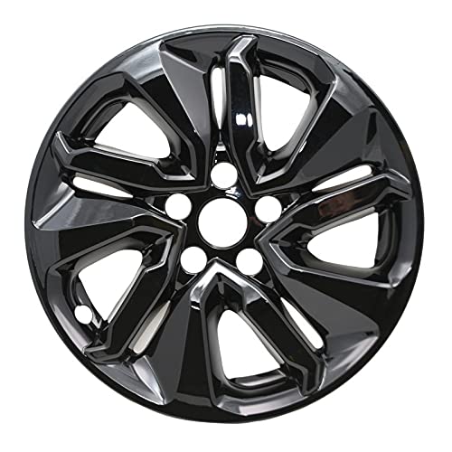New Wheel Skins Covers Fits 2018-2021 Honda Accord LX; 17 Inch; 5 Split Spoke; Painted; Gloss Black; Automotive Grade ABS; Set of 4; Fits Over and Into OEM Wheel