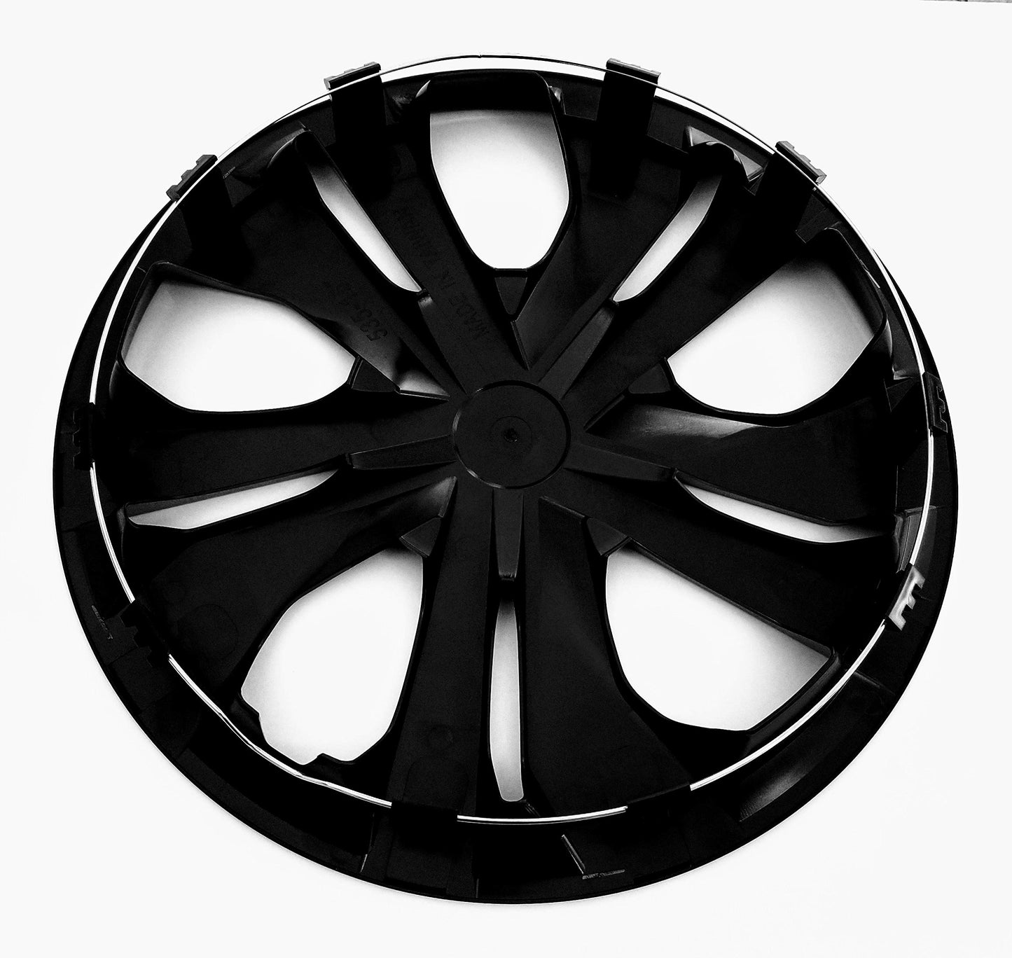 New Wheel Covers Hubcaps Fits 2017-2025 Nissan Versa; 15 Inch; 5 Double Spoke; Gloss Black; Plastic; Set of 4