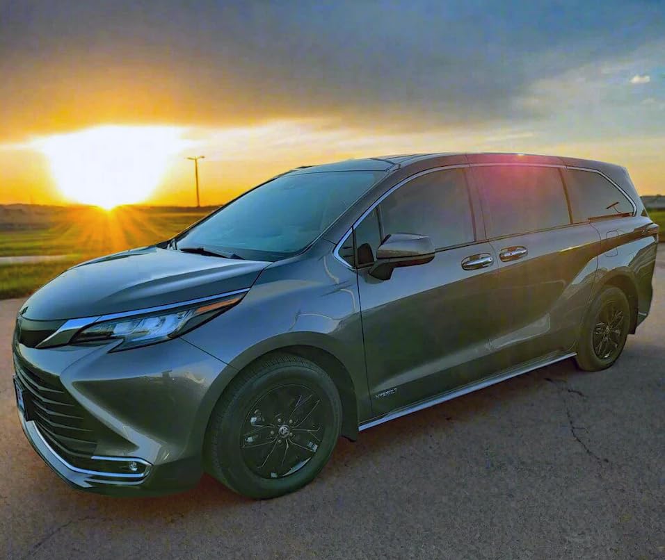 MARROW 17-Inch Gloss Black Wheel Skins, ABS Plastic Covers for 2021-2025 Toyota Sienna LE/XLE, 4-Piece Set, Snap-On Installation