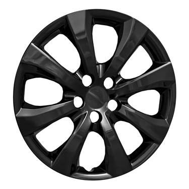 New Wheel Covers Hubcaps Fits 2020 Toyota Corolla; 16 Inch; Eight Spoke; Gloss Black; ABS Plastic; Set of 4; Spring Steel Clip