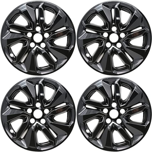 New Wheel Skins Covers Fits 2018-2021 Honda Accord LX; 17 Inch; 5 Split Spoke; Painted; Gloss Black; Automotive Grade ABS; Set of 4; Fits Over and Into OEM Wheel