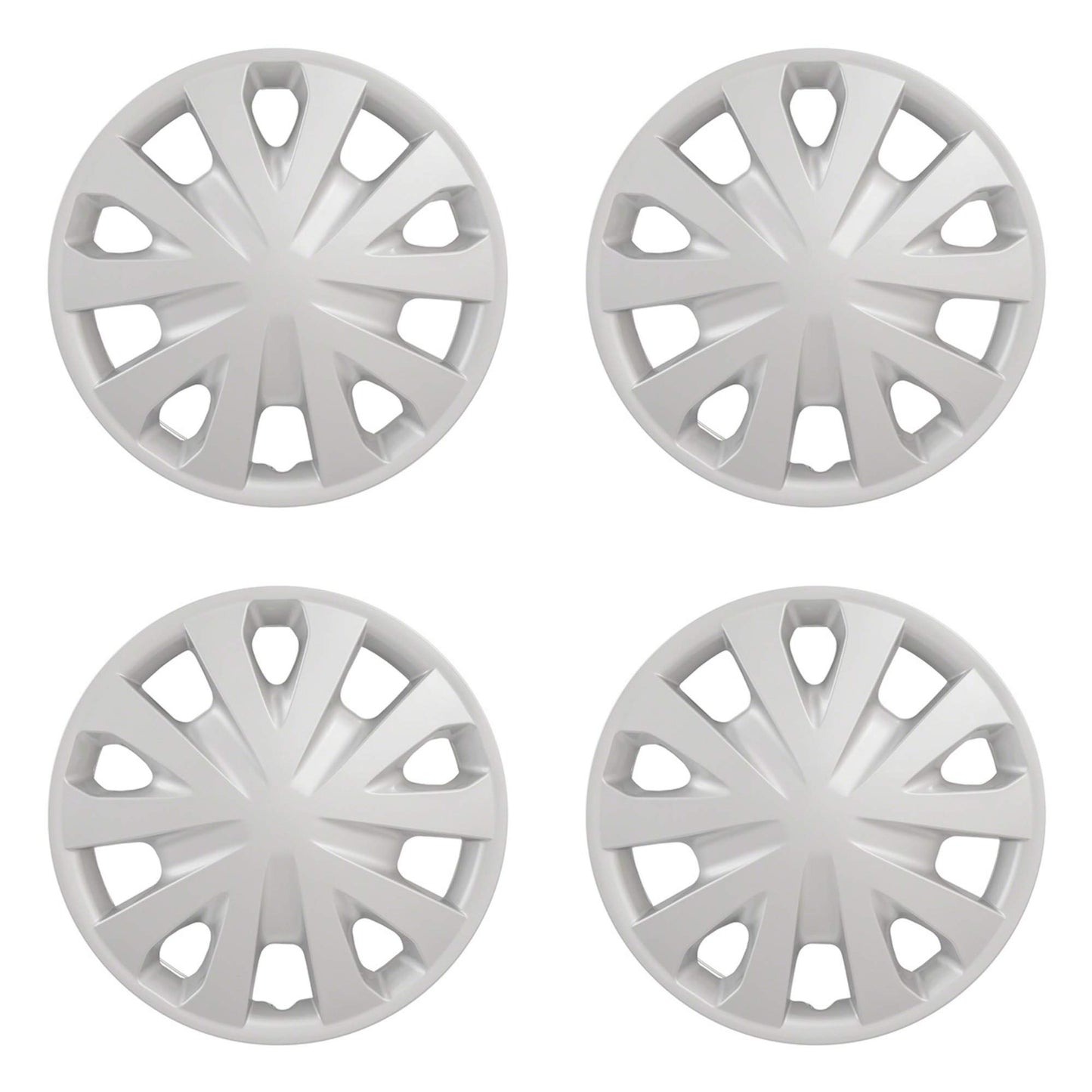 Wheel Covers Hubcaps for 2012-2019 Nissan Versa; 15 Inch; 5 V-Spoke; Silver Color; Plastic (4-Pieces)