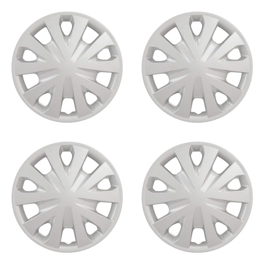 Wheel Covers Hubcaps for 2012-2019 Nissan Versa; 15 Inch; 5 V-Spoke; Silver Color; Plastic (4-Pieces)