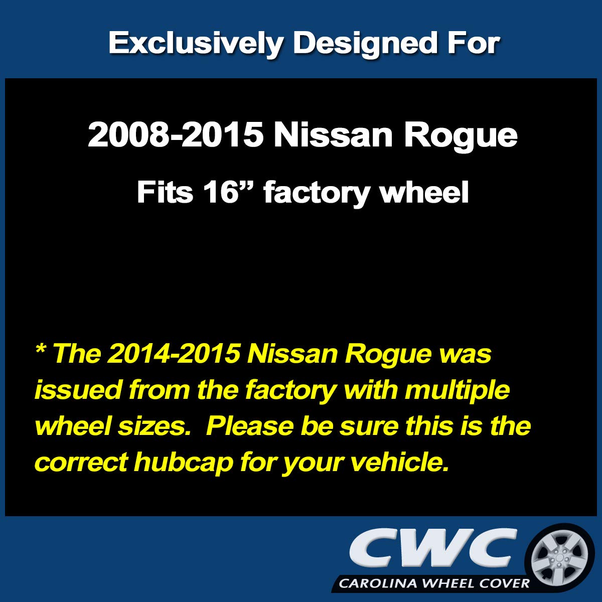 Premium Replica Hubcap Set, Fits Nissan Rogue 2008-2015, Replacement 16-inch Wheel Covers (4-Pack)