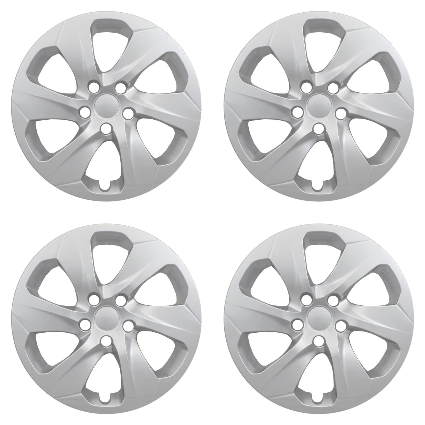 New Wheel Covers Hubcaps Fits 2019-2020 Toyota RAV4 LE; 17 Inch; 6 Spoke; Silver Color; Plastic; Set of 4; Spring Steel Clip