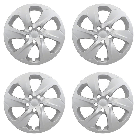 New Wheel Covers Hubcaps Fits 2019-2020 Toyota RAV4 LE; 17 Inch; 6 Spoke; Silver Color; Plastic; Set of 4; Spring Steel Clip
