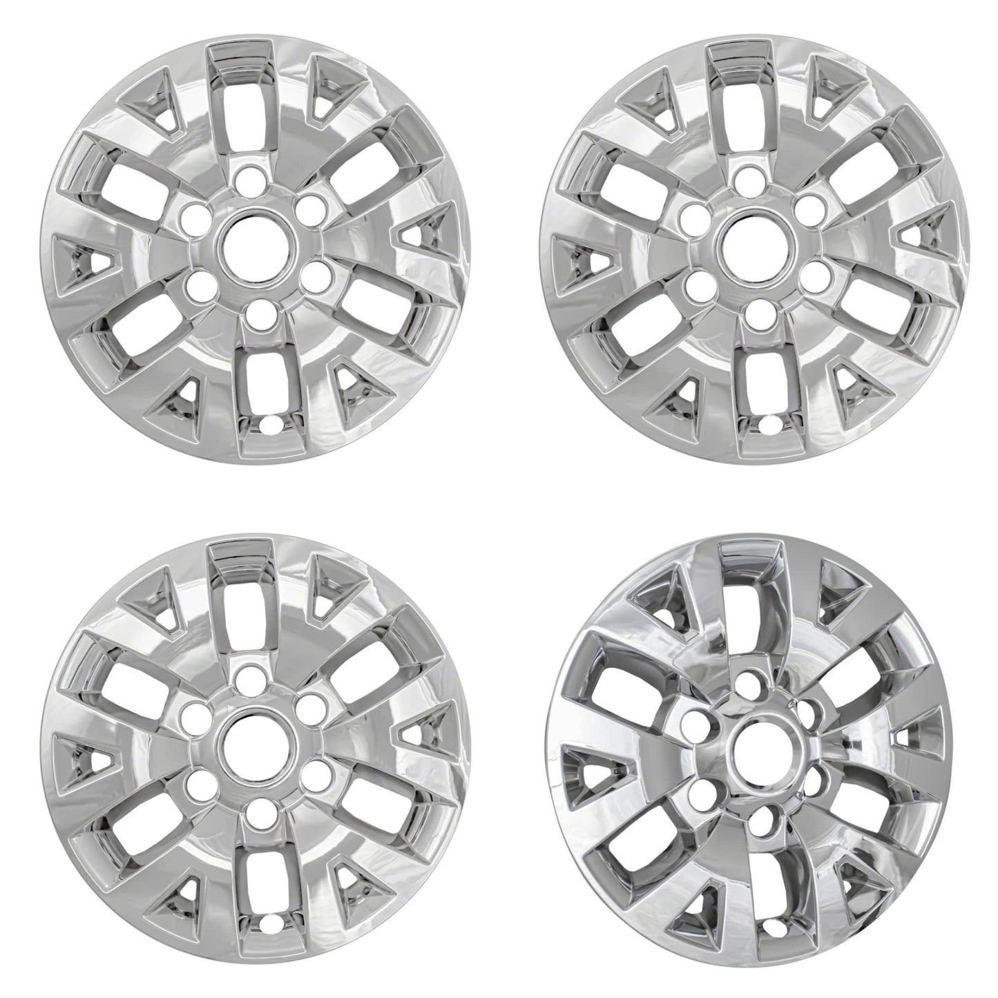 New Wheel Skin Covers Fits 2016-2020 Toyota Tacoma; 16 Inch; 6 V Spoke; Chrome Plated; ABS Plastic; Set of 4