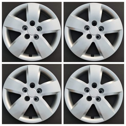 New Wheel Covers Replacements Fits 2007-2008 Nissan Altima; 16 Inch; 5 Spoke; Silver Color; Plastic; Set of 4; Bolt On