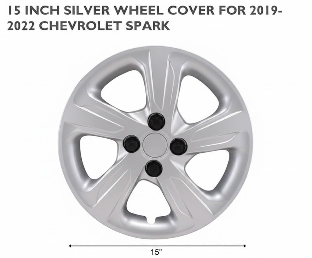 15" Silver Wheel Cover Hubcap Replica for 2019-2022 Chevrolet Spark LS (1-Piece) # 558-15S