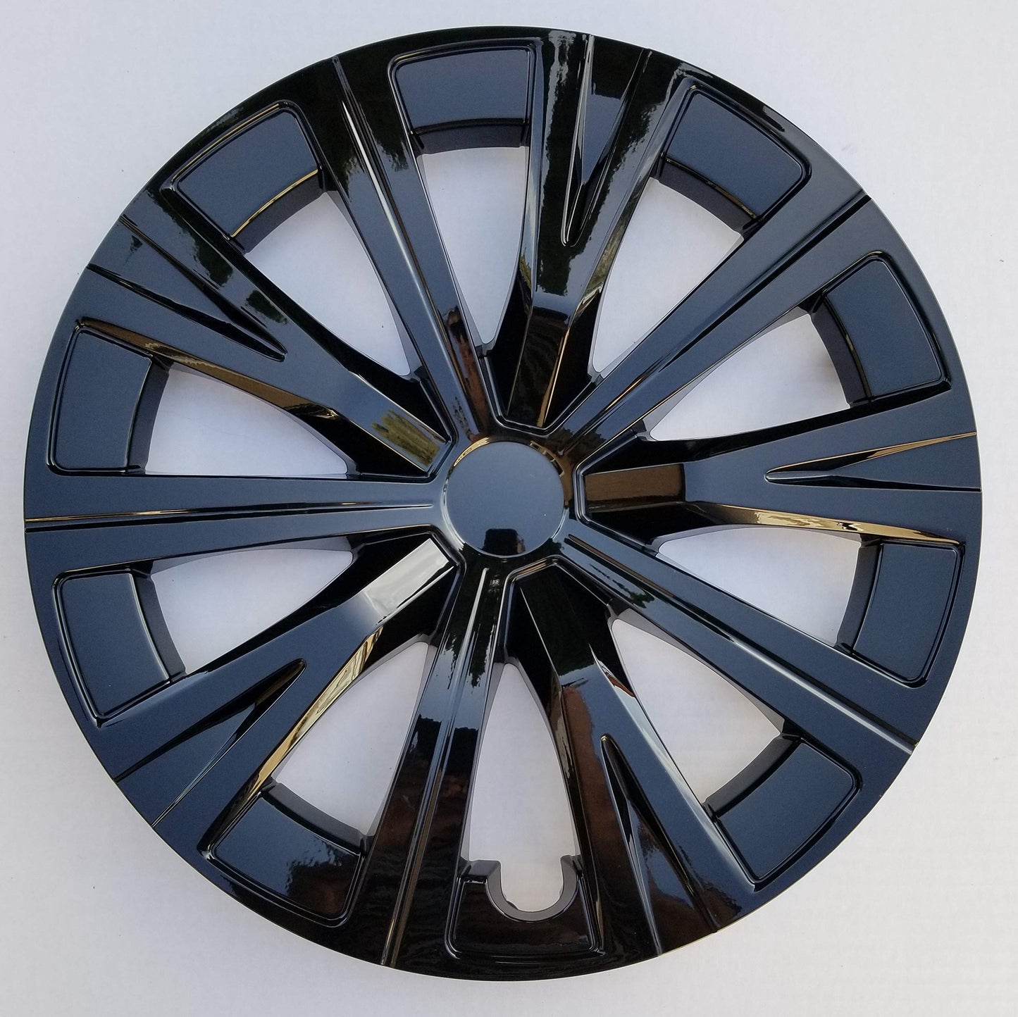 New Wheel Covers Hubcaps Fits 2018-2020 Toyota Camry; 16 Inch; 10 Spoke; Gloss Black; Plastic; Set of 4; Spring Steel Clip