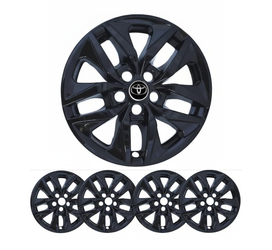 MARROW 17-Inch Gloss Black Wheel Skins, ABS Plastic Covers for 2021-2025 Toyota Sienna LE/XLE, 4-Piece Set, Snap-On Installation