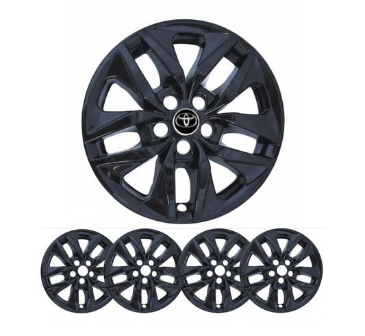 MARROW 17-Inch Gloss Black Wheel Skins, ABS Plastic Covers for 2021-2025 Toyota Sienna LE/XLE, 4-Piece Set, Snap-On Installation