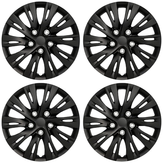 Wheel Covers Hubcaps for 2012-2014 Toyota Camry; 16 Inch; 10 Split Spoke; Gloss Black; Plastic; Set of 4; Standard Leg