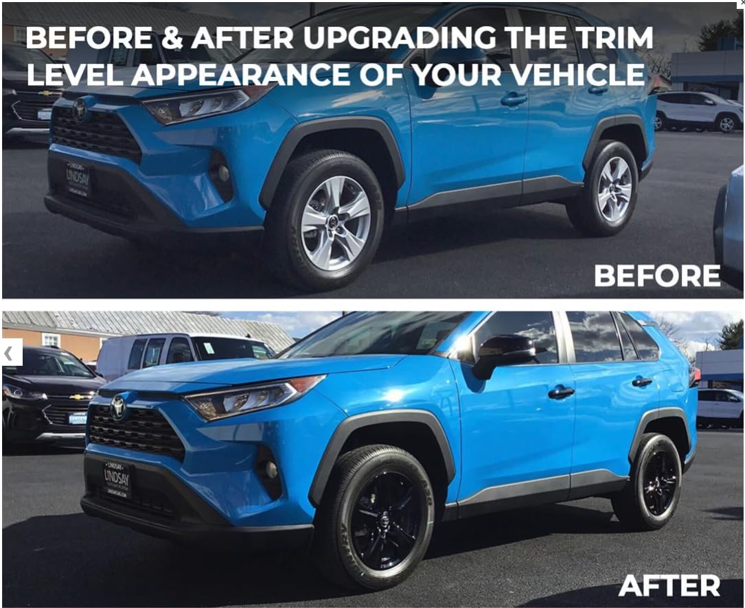 New Wheel Skins Covers Fits 2019-2020 Toyota RAV4; 17 Inch; 5 V Spoke; Gloss Black; Plastic; Set of 4