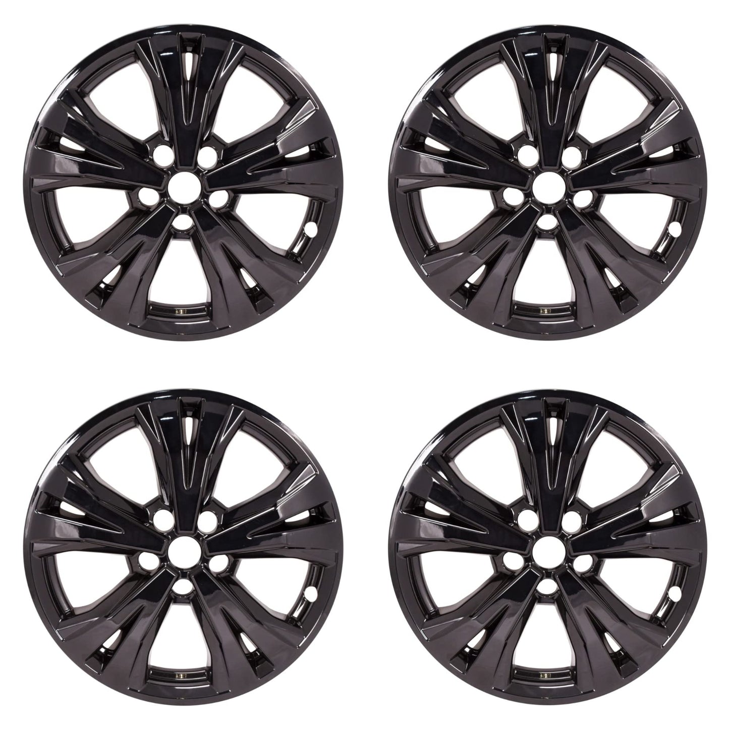 18" Gloss Black Wheel Skins Set of 4 – Fits 2017-2020 Nissan Rogue SV/SL w/ 10-Spoke OEM 18" Alloy Wheels – Snap-On ABS Covers (No Center Caps)