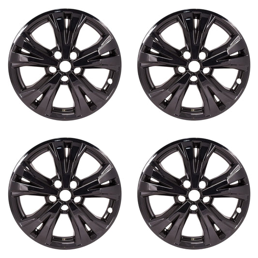 18" Gloss Black Wheel Skins Set of 4 – Fits 2017-2020 Nissan Rogue SV/SL w/ 10-Spoke OEM 18" Alloy Wheels – Snap-On ABS Covers (No Center Caps)