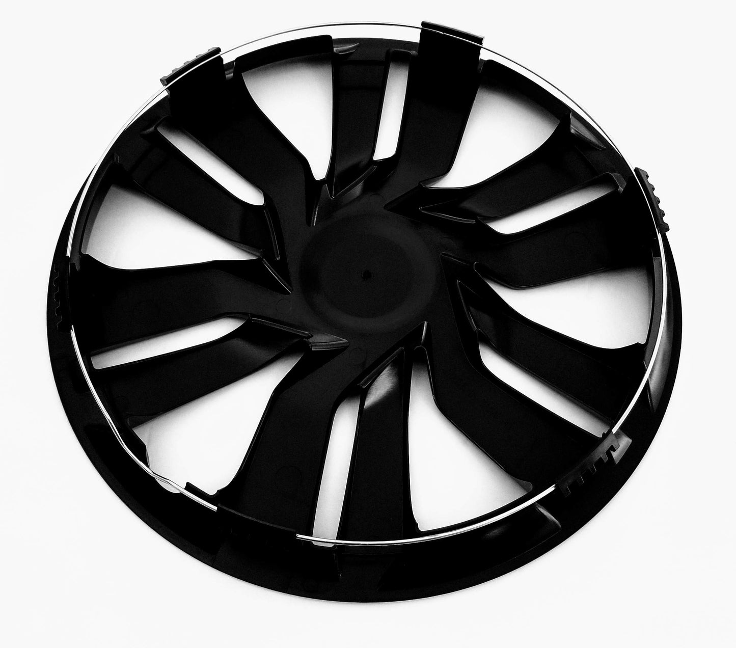 New Wheel Covers Hubcaps Fits 2015-2019 Honda Fit; 15 Inch; 6 Double Spoke; Gloss Black; Plastic; Set of 4