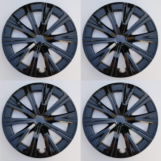 New Wheel Covers Hubcaps Fits 2018-2020 Toyota Camry; 16 Inch; 10 Spoke; Gloss Black; Plastic; Set of 4; Spring Steel Clip
