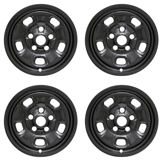 New Wheel Skins Covers Fits 2013-2018 Ram 1500; 17 Inch; 5 Slotted Spoke; Gloss Black; Plastic; Set of 4; Compatible with Steel Wheels