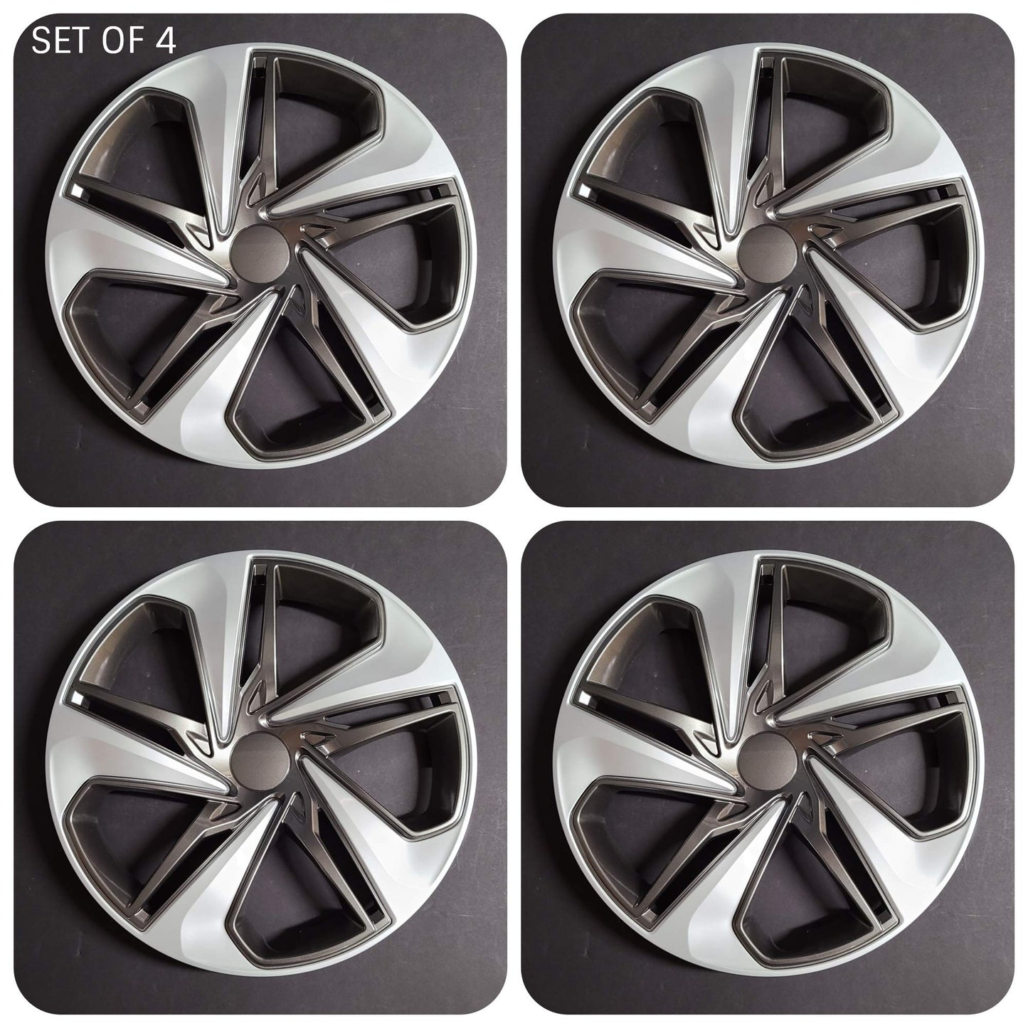 Hubcaps Replica, Replacement for Honda Civic 2019-2021, 16-inch Replica Silver and Charcoal, Wheel Covers (4 Pieces) 55103