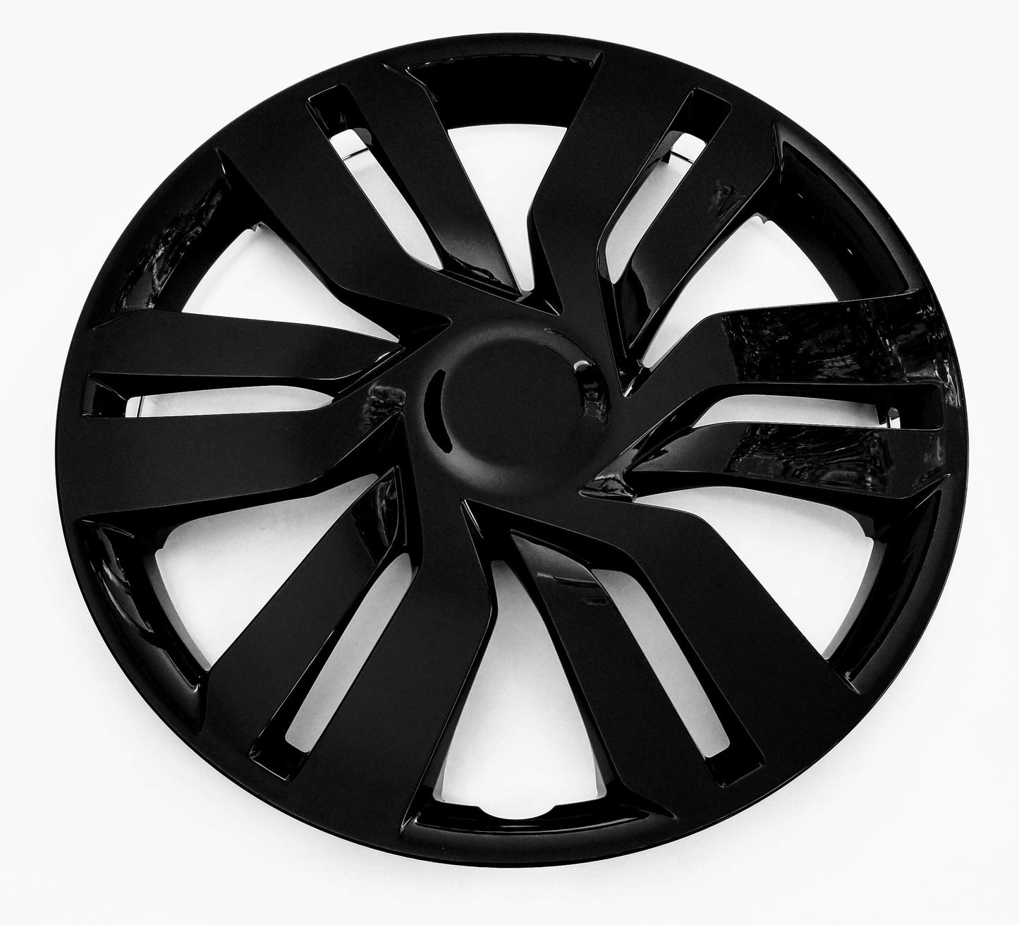 New Wheel Covers Hubcaps Fits 2015-2019 Honda Fit; 15 Inch; 6 Double Spoke; Gloss Black; Plastic; Set of 4