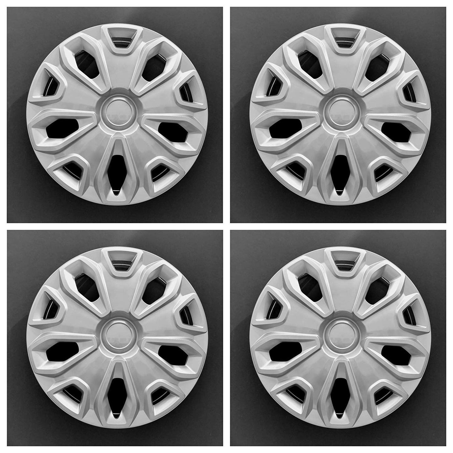 CCI New Wheel Covers Hubcaps Replacements Fits 2014-2019 Ford Transit 150,250 and 350; 16 Inch; 5 Y Spoke; Silver Color; Plastic; Set Of 4; Standard Leg