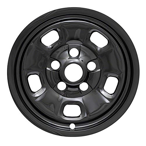 New Wheel Skins Covers Fits 2013-2018 Ram 1500; 17 Inch; 5 Slotted Spoke; Gloss Black; Plastic; Set of 4; Compatible with Steel Wheels