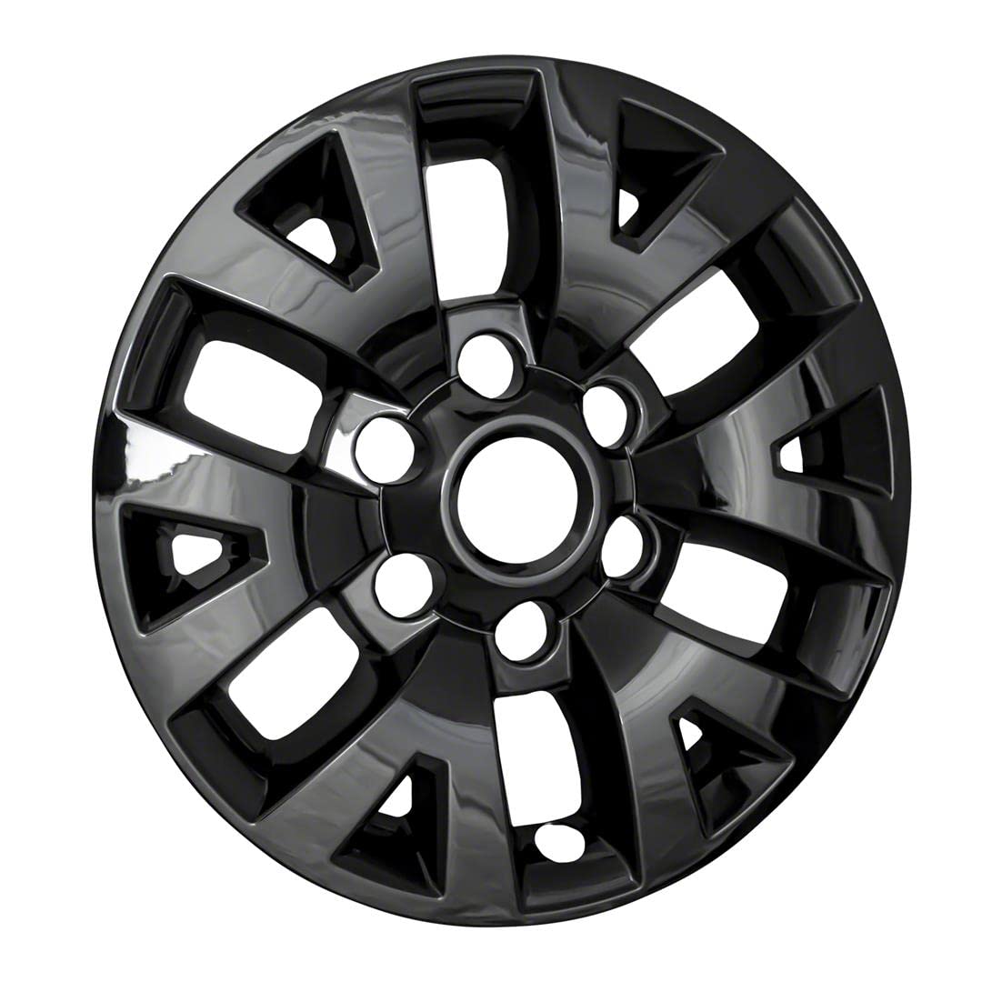 New Wheel Skin Covers Fits 2016-2020 Toyota Tacoma; 16 Inch; 6 V Spoke; Gloss Black; ABS Plastic; Set of 4