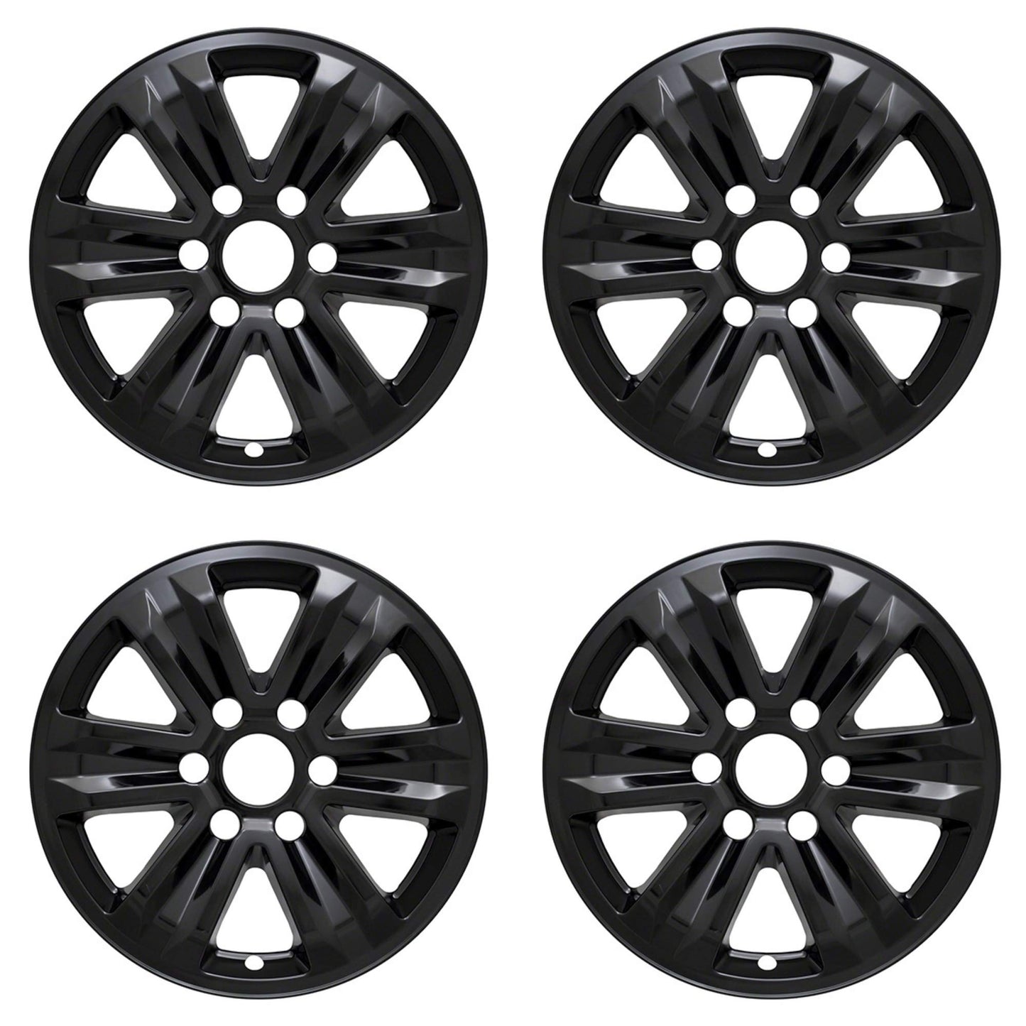 New Wheel Skins Covers Fits 2015-2020 Ford F-150; 17 Inch; 6 Spoke; Gloss Black; Plastic; Set of 4; Not Compatible with Steel Wheels