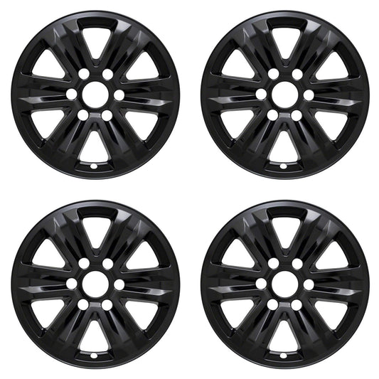 New Wheel Skins Covers Fits 2015-2020 Ford F-150; 17 Inch; 6 Spoke; Gloss Black; Plastic; Set of 4; Not Compatible with Steel Wheels