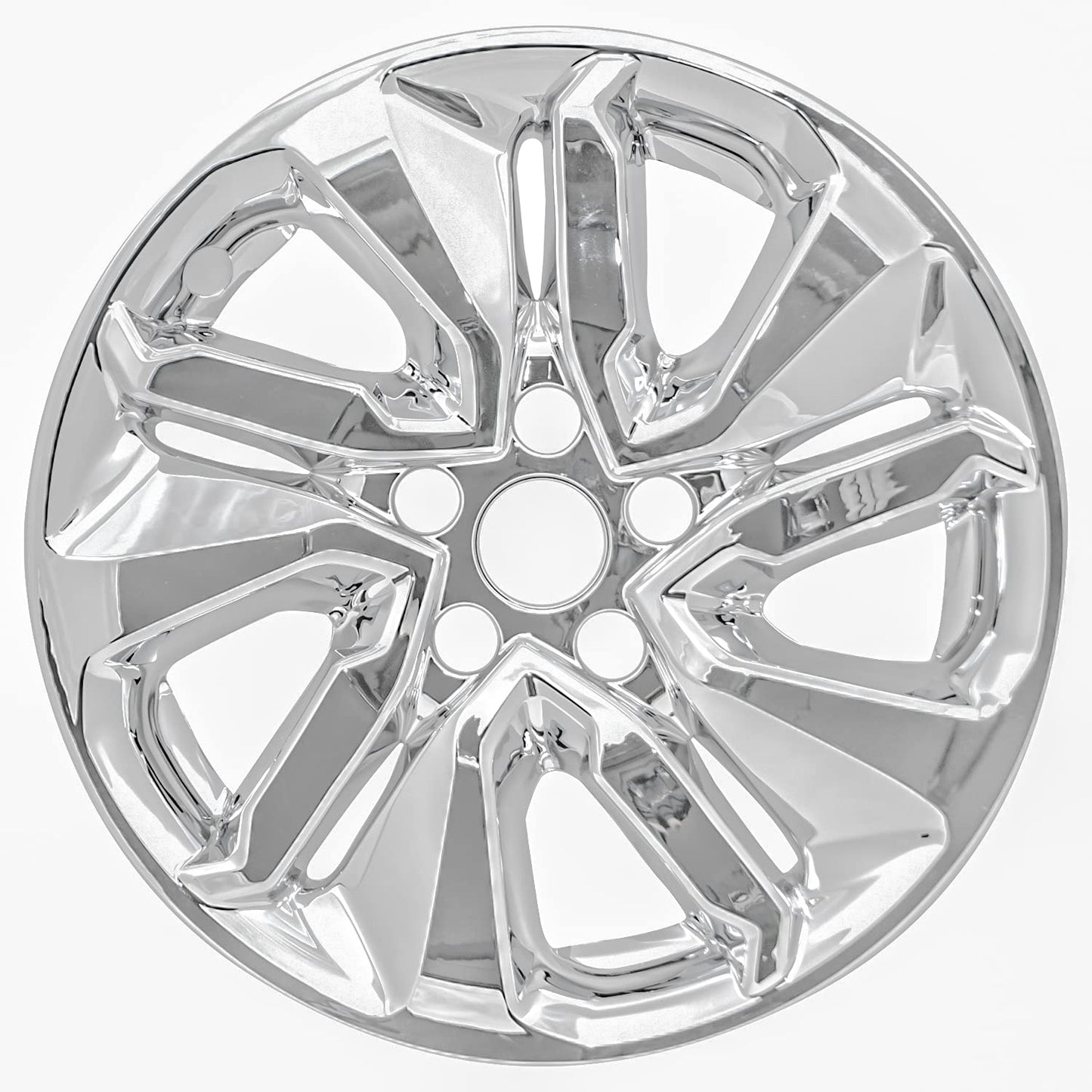 New Wheel Skins Covers Fits 2018-2021 Honda Accord LX; 17 Inch; 5 Split Spoke; Painted; Chrome Plated; Automotive Grade ABS; Set of 4; Fits Over and Into OEM Wheel