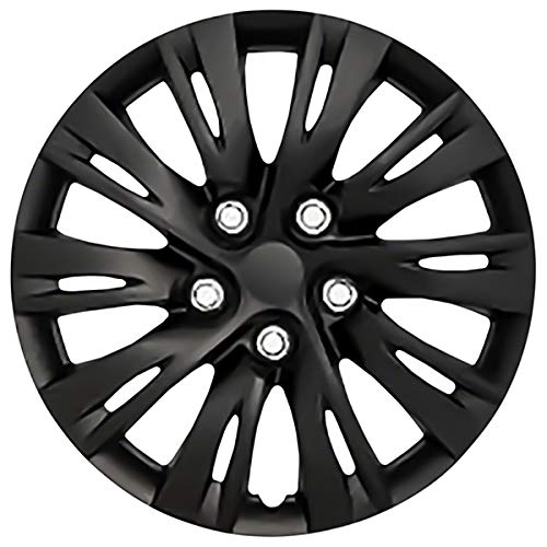 Wheel Covers Hubcaps for 2012-2014 Toyota Camry; 16 Inch; 10 Split Spoke; Gloss Black; Plastic; Set of 4; Standard Leg