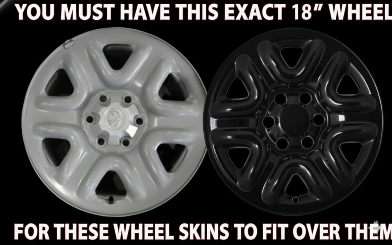 Gloss Black Wheel Skins, 18 Inch Hub Caps for Toyota Tundra SR 2022-2025, ABS Plastic Rim Covers, (4-Piece) Set