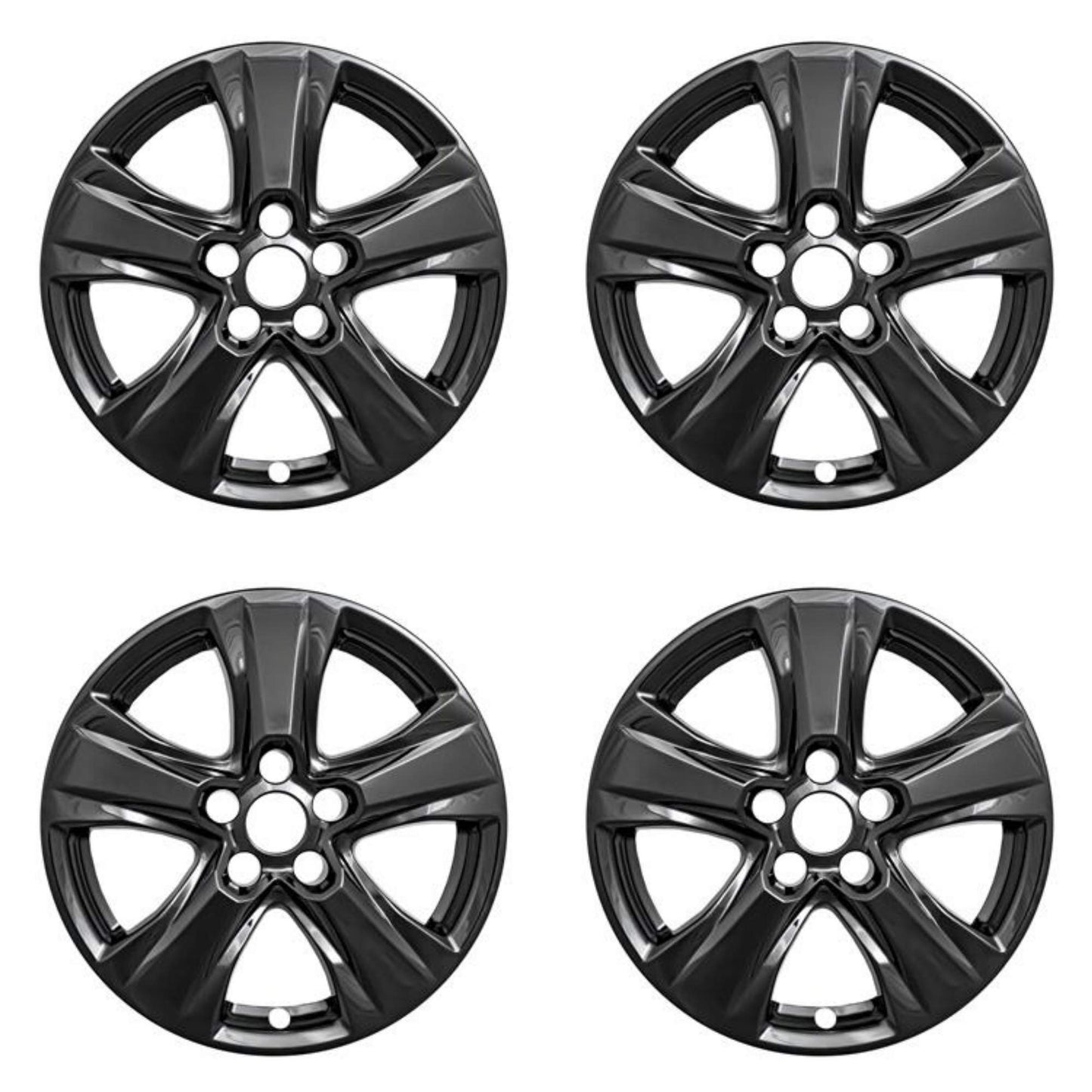 New Wheel Skins Covers Fits 2019-2020 Toyota RAV4; 17 Inch; 5 V Spoke; Gloss Black; Plastic; Set of 4