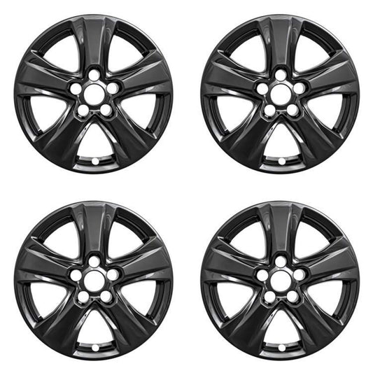 New Wheel Skins Covers Fits 2019-2020 Toyota RAV4; 17 Inch; 5 V Spoke; Gloss Black; Plastic; Set of 4