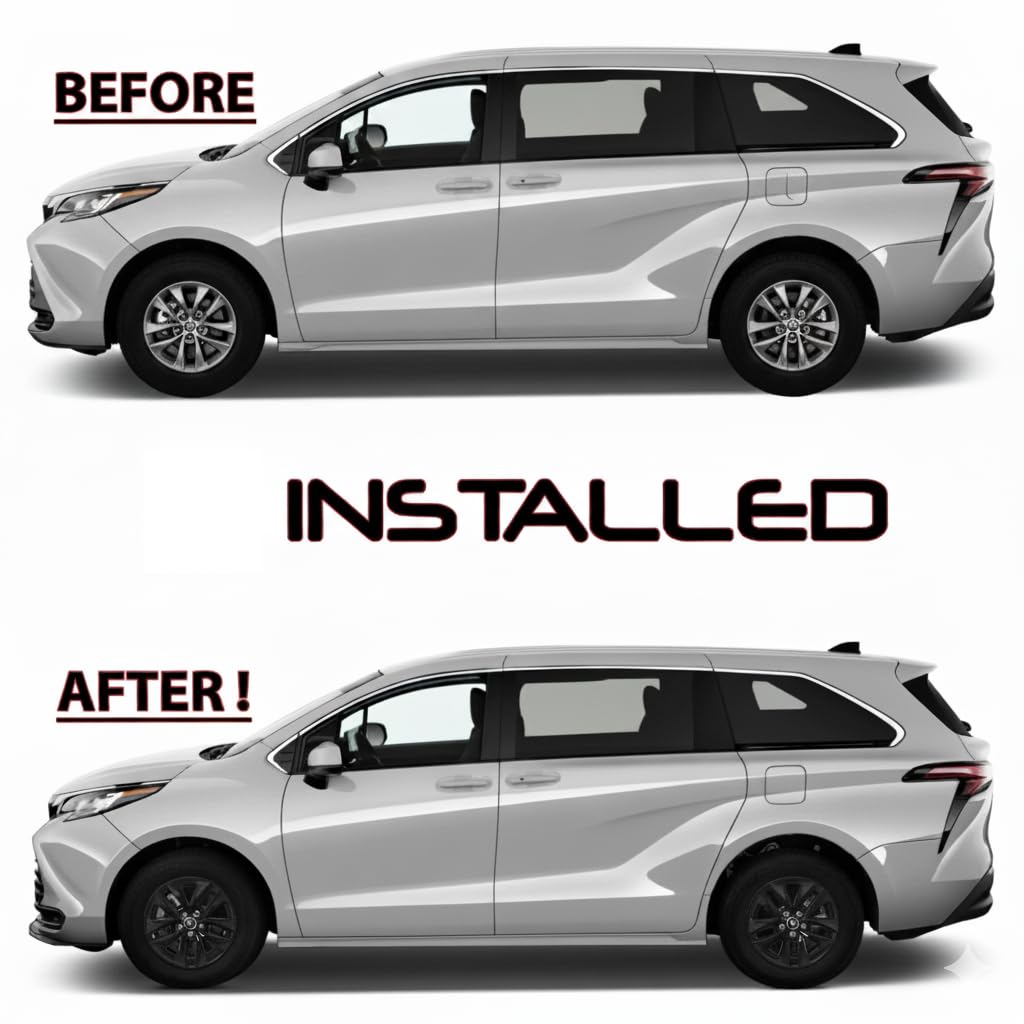 MARROW 17-Inch Gloss Black Wheel Skins, ABS Plastic Covers for 2021-2025 Toyota Sienna LE/XLE, 4-Piece Set, Snap-On Installation