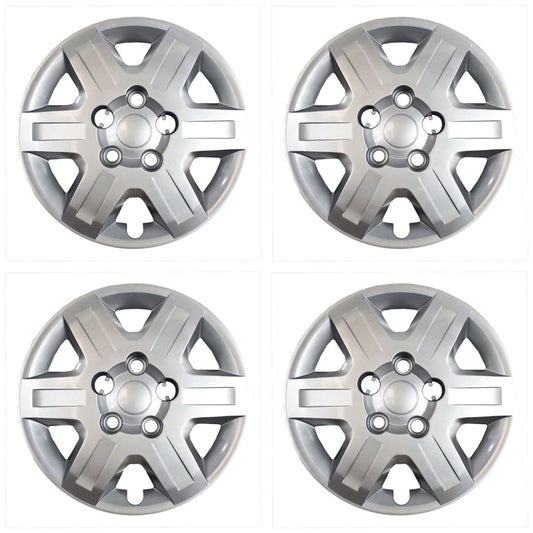 New Wheel Covers Hubcaps Fits 2008-2013 Dodge Grand Caravan; 16 Inch; 6 Spoke; Silver Color; Plastic; Set of 4; Bolt On