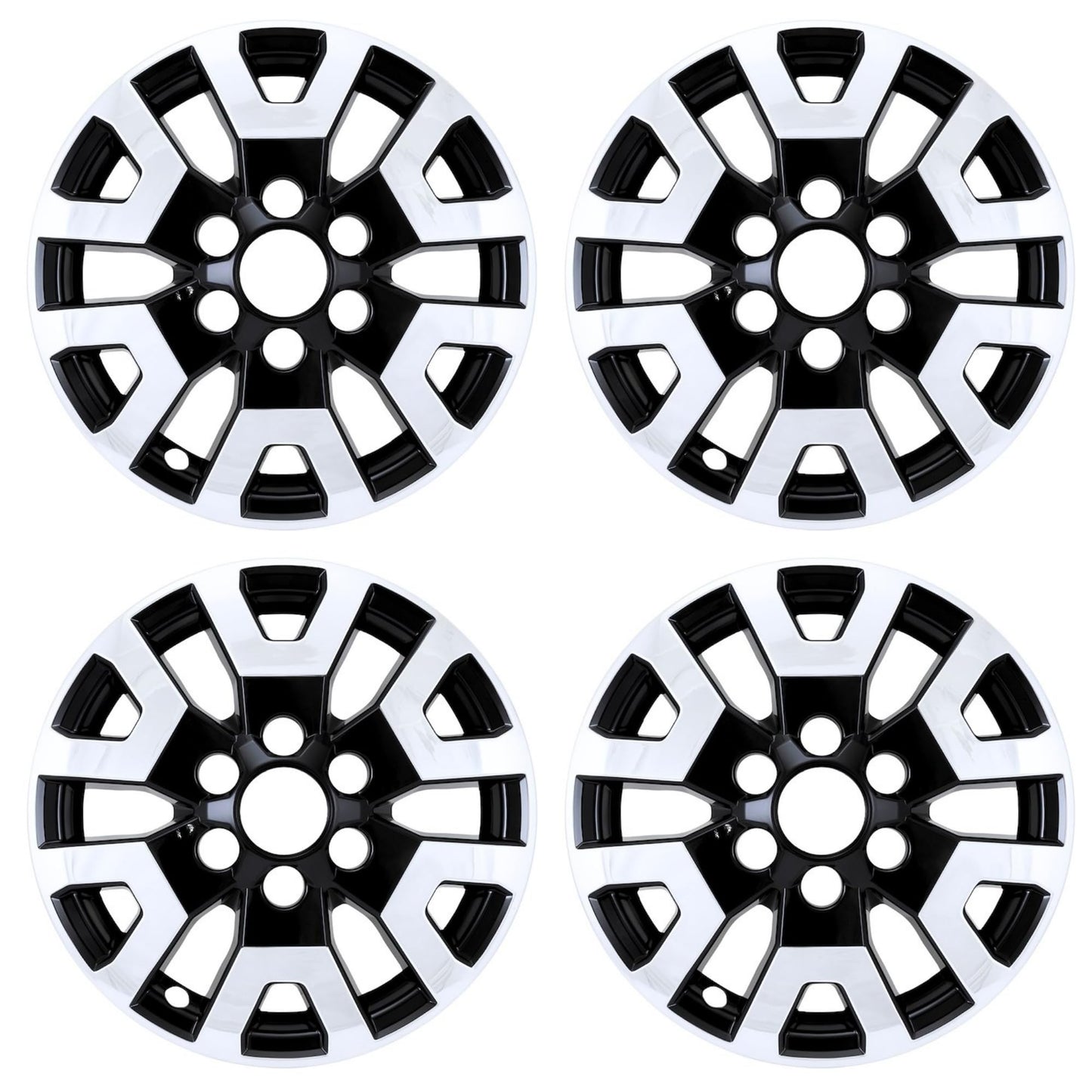 17-Inch Chrome and Black Wheel Skins for 2024-2025 Toyota Tacoma SR5, 4-Piece Rim Covers, Vehicle Specific Fit