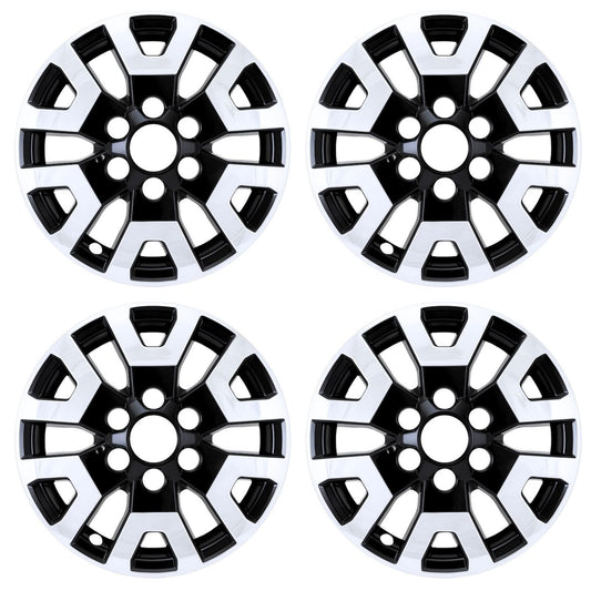 17-Inch Chrome and Black Wheel Skins for 2024-2025 Toyota Tacoma SR5, 4-Piece Rim Covers, Vehicle Specific Fit