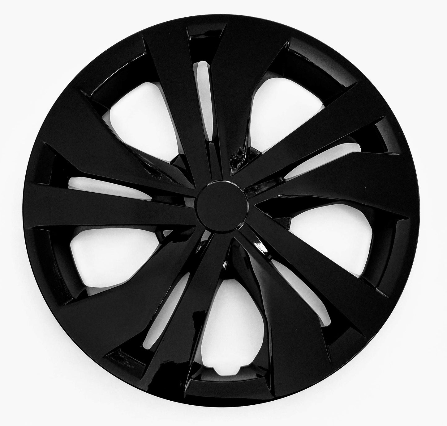 New Wheel Covers Hubcaps Fits 2017-2025 Nissan Versa; 15 Inch; 5 Double Spoke; Gloss Black; Plastic; Set of 4
