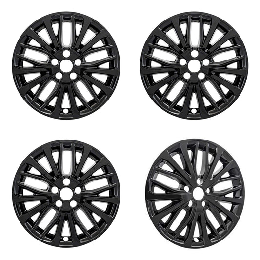 New Wheel Skins Covers Fits 2018-2019 Toyota Camry SE/XLE; 18 Inch; 20 Spoke; Gloss Black; Plastic; Set of 4; Not Compatible with Steel Wheels