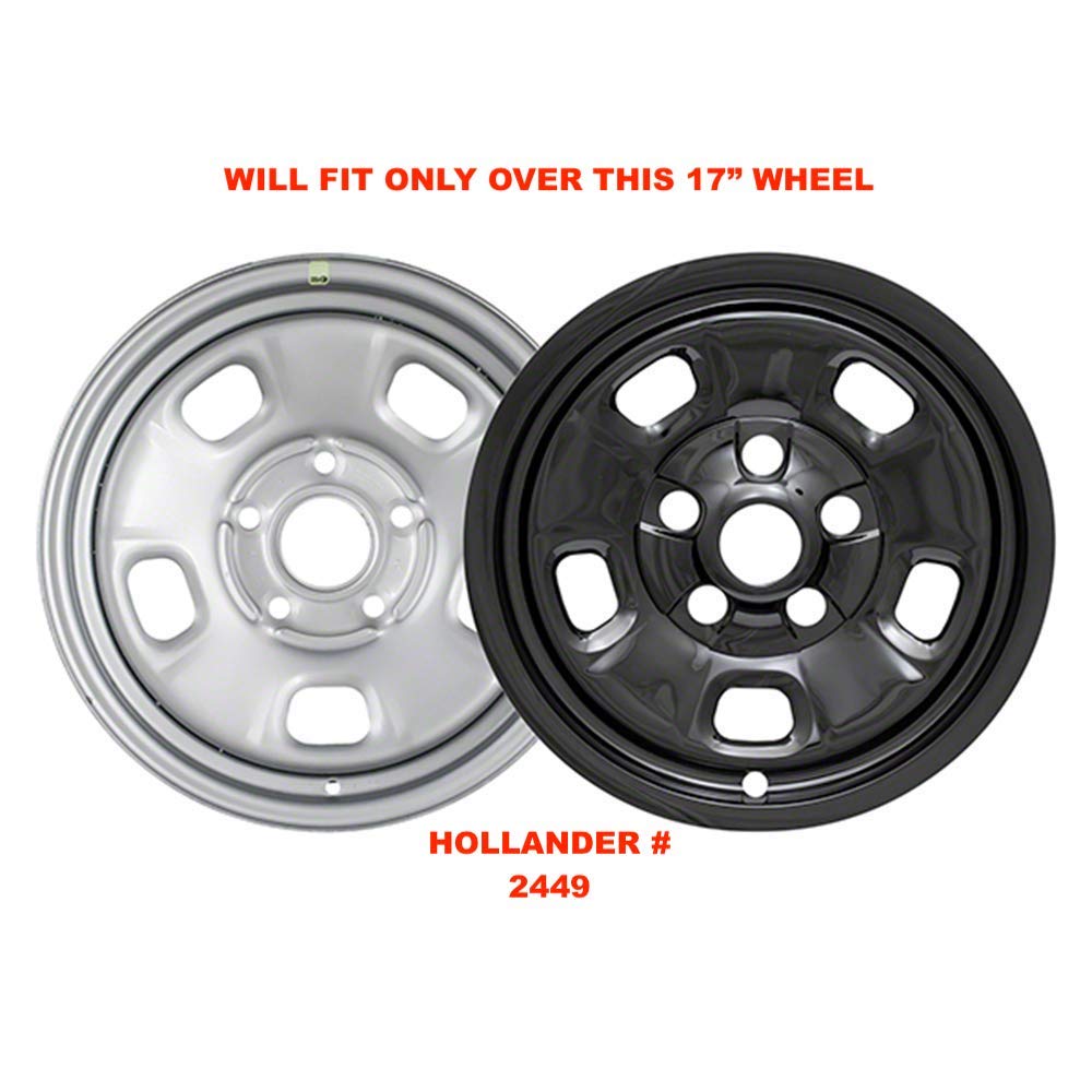 New Wheel Skins Covers Fits 2013-2018 Ram 1500; 17 Inch; 5 Slotted Spoke; Gloss Black; Plastic; Set of 4; Compatible with Steel Wheels