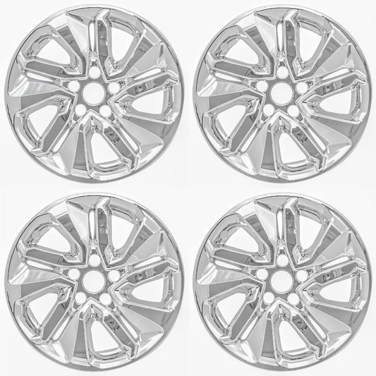 New Wheel Skins Covers Fits 2018-2021 Honda Accord LX; 17 Inch; 5 Split Spoke; Painted; Chrome Plated; Automotive Grade ABS; Set of 4; Fits Over and Into OEM Wheel