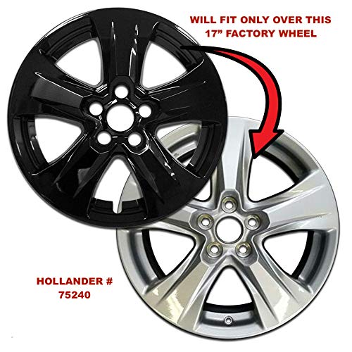 New Wheel Skins Covers Fits 2019-2020 Toyota RAV4; 17 Inch; 5 V Spoke; Gloss Black; Plastic; Set of 4