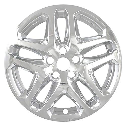 New Wheel Skin Covers Fits 2013-2016 Ford Fusion; 17 Inch; 5 Double Spoke; Chrome Plated; Plastic; Set of 4; Not Compatible with Steel Wheels