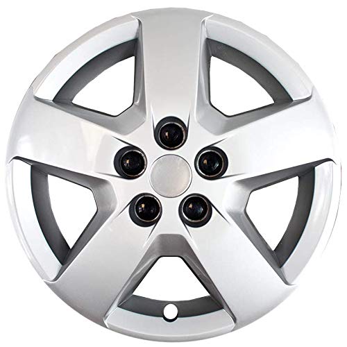 New Wheel Covers Hubcaps Replacements Fits 2008 Chevrolet Malibu / 2007-2011 Chevrolet HHR; 16 Inch; 5 Spoke; Silver Color; Plastic; Set of 4; Lug Covers