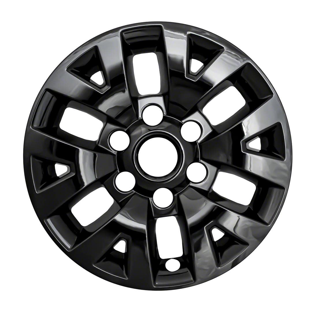New Wheel Skin Covers Fits 2016-2020 Toyota Tacoma; 16 Inch; 6 V Spoke; Gloss Black; ABS Plastic; Set of 4