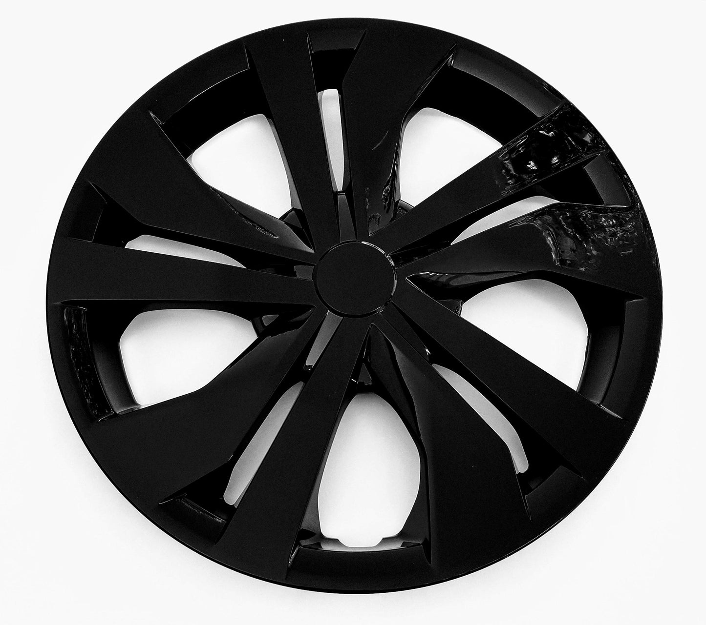 New Wheel Covers Hubcaps Fits 2017-2025 Nissan Versa; 15 Inch; 5 Double Spoke; Gloss Black; Plastic; Set of 4